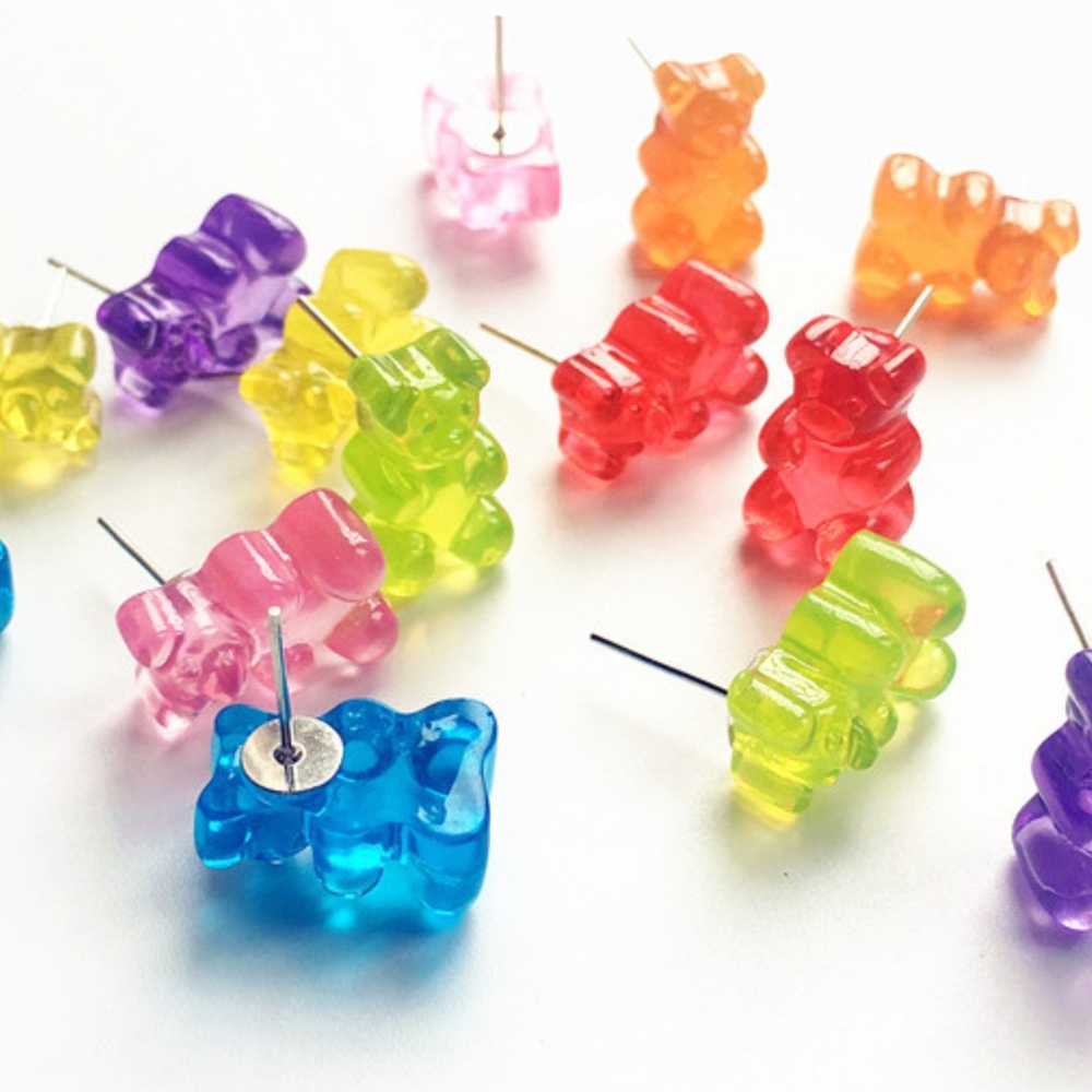 Gummy Bear Plastic Stud Earrings - Kawaii Jewelry